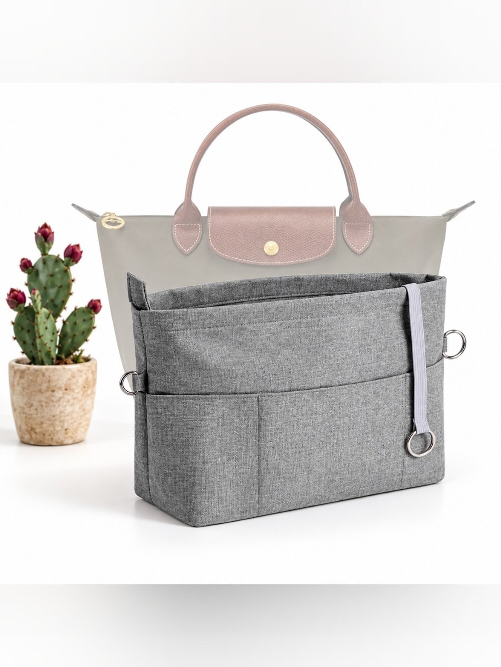 Women's Mini Purse Insert Organizer Bag Shaper Grey Minimalist